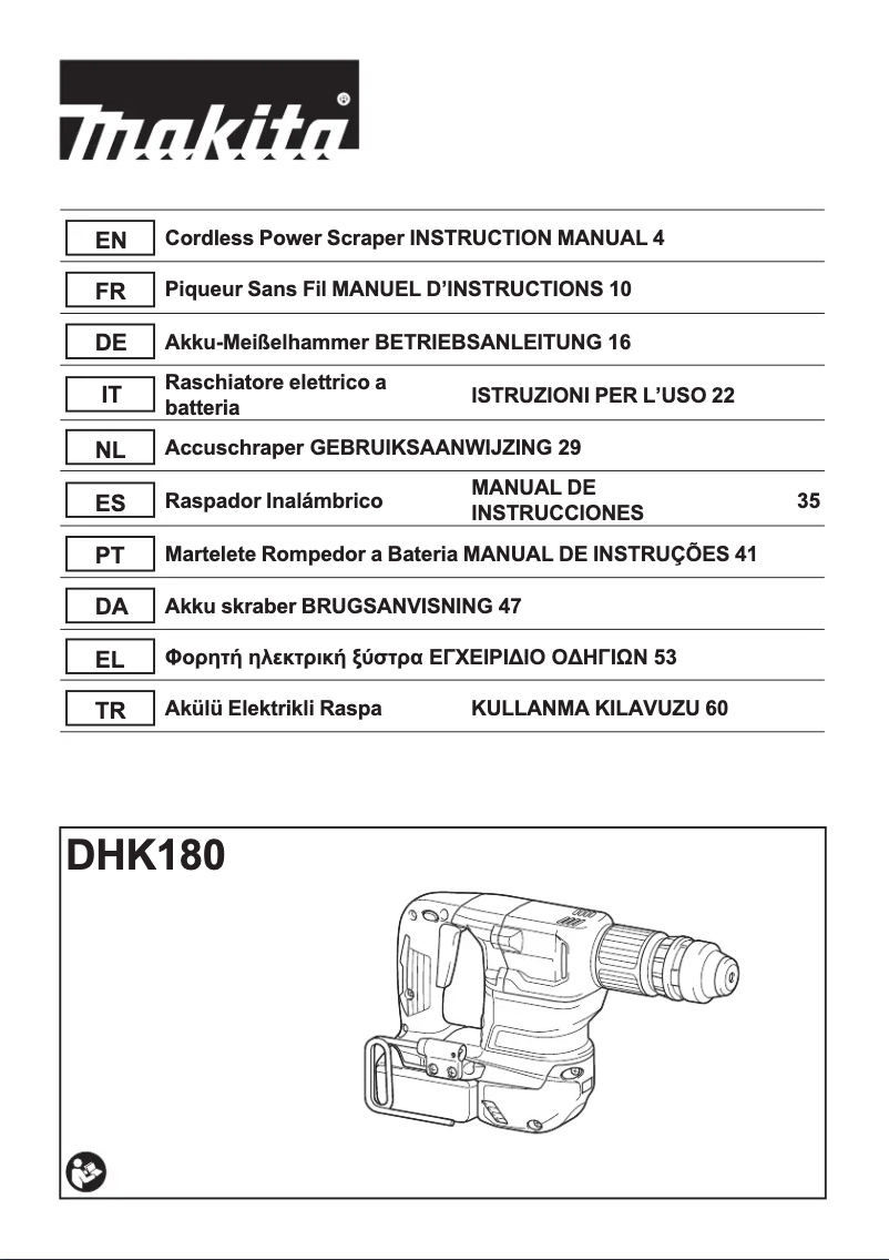 Página 1 del manual Manual de usuario Makita DHK180Z