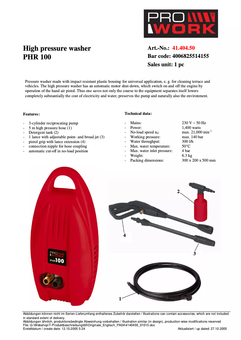 Imagen de la primera página del manual del dispositivo PHR 100