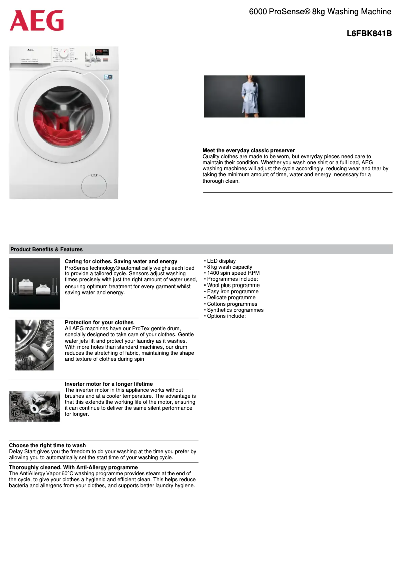 Imagen de la primera página del manual del dispositivo L6FBK841B