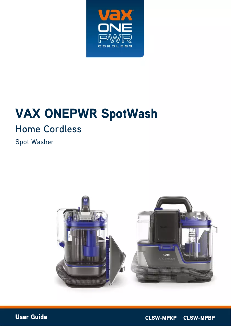 Página nº 1 - Manual de usuario Vax ONEPWR SpotWash CLSW-MPKP
