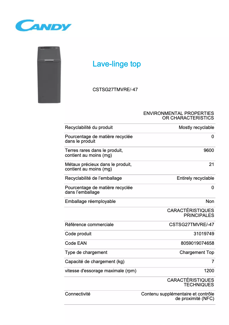 Imagen de la primera página del manual del dispositivo CSTSG27TMVRE/-47