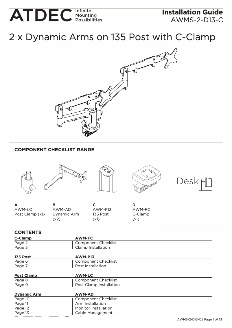 Imagen de la primera página del manual del dispositivo AWMS-2-D13-C