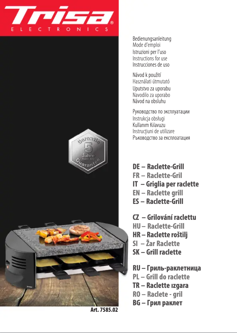 Página 1 del manual Manual de usuario Trisa Raclettino 6