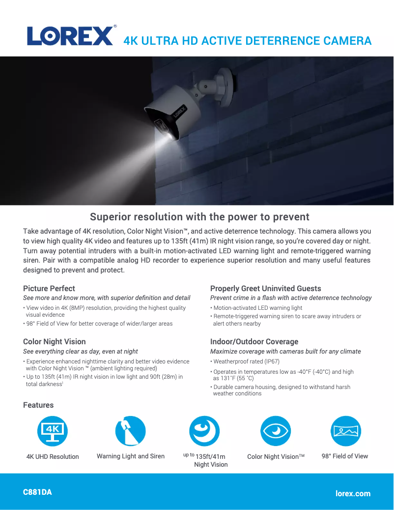 Página nº 1 - Ficha técnica Lorex C881DA