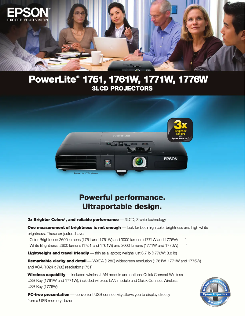 Imagen de la primera página del manual del dispositivo PowerLite 1751