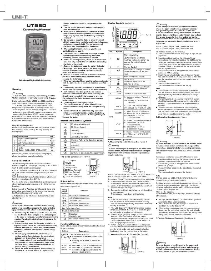 Página 1 del manual Manual de usuario Uni-T UT58D