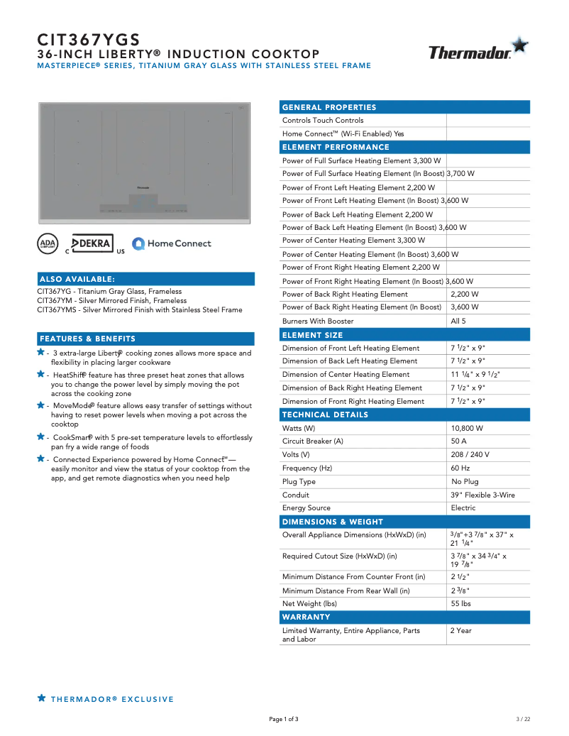 Imagen de la primera página del manual del dispositivo CIT367YGS