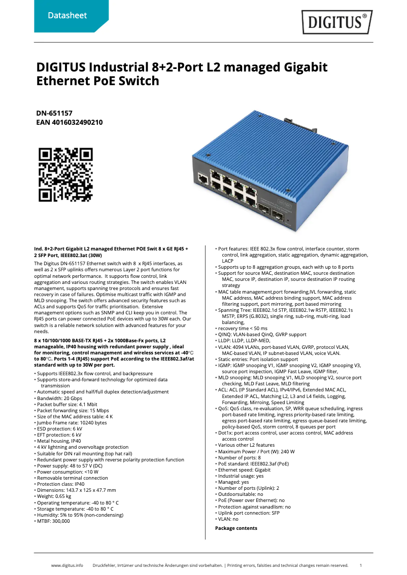 Imagen de la primera página del manual del dispositivo DN-651157