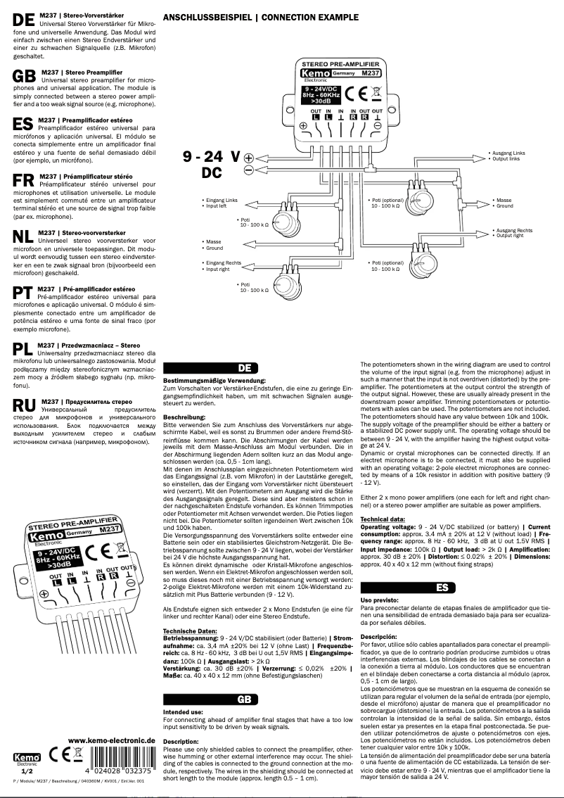 Imagen de la primera página del manual del dispositivo M237