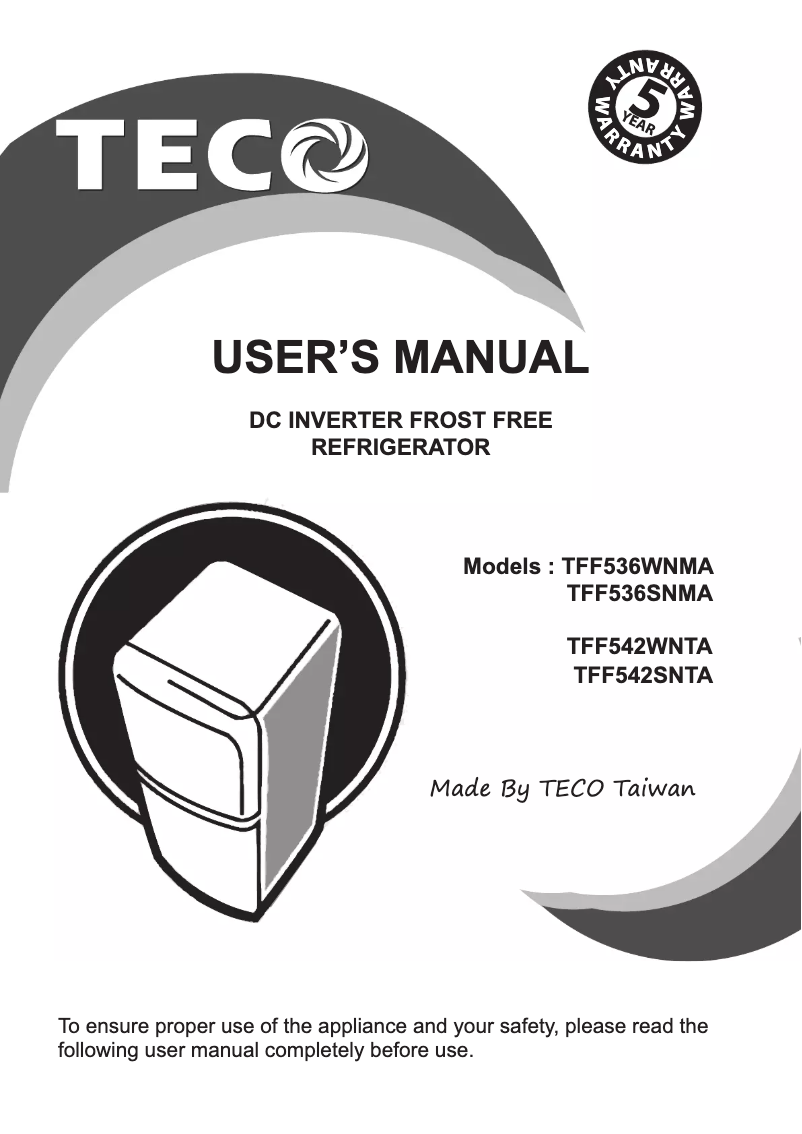 Imagen de la primera página del manual del dispositivo TFF542SNTA