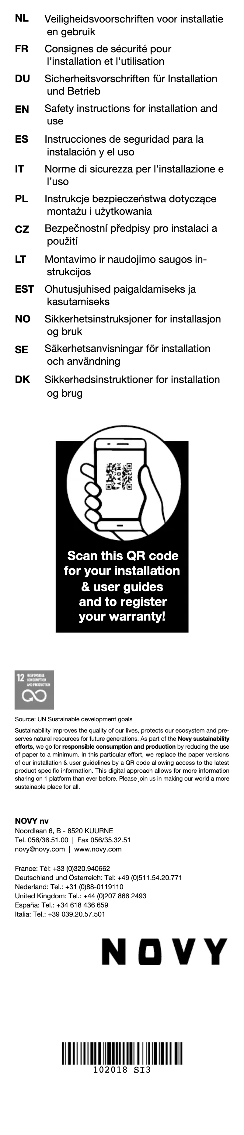 Página nº 1 - Instrucciones de seguridad Novy Cloud 232