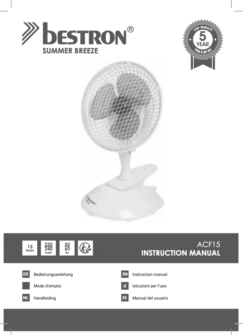 Página 1 del manual Manual de usuario Bestron ACF15
