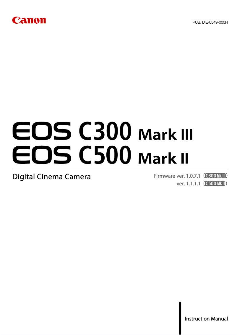 Imagen de la primera página del manual del dispositivo EOS C300 Mark III