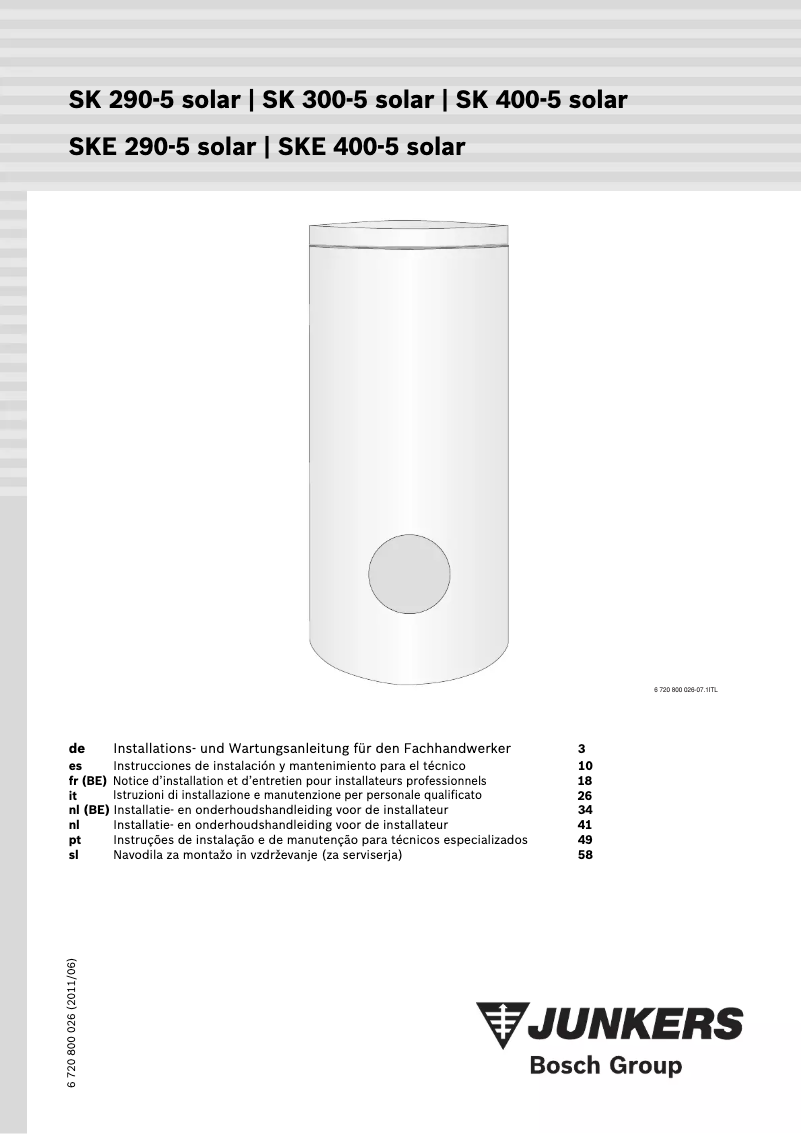 Imagen de la primera página del manual del dispositivo SK 400-5 Solar