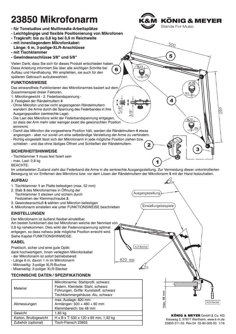 Página nº 1 - Manual de usuario Konig & Meyer 23850