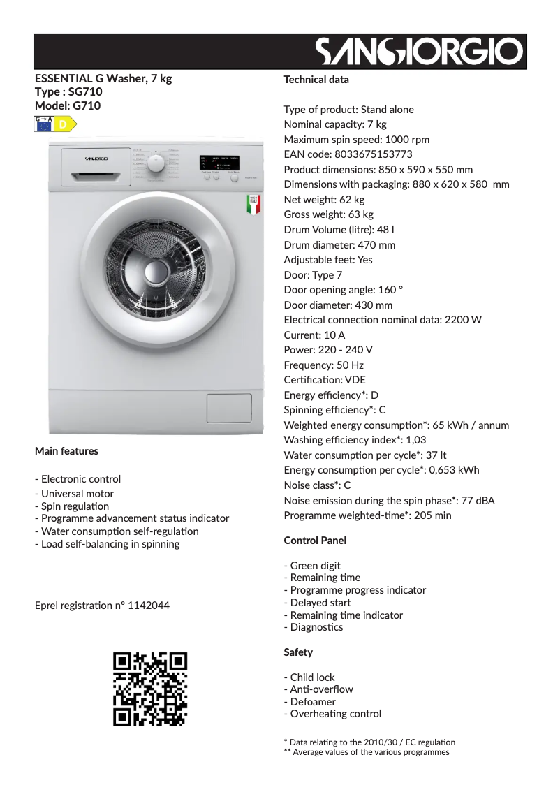 Imagen de la primera página del manual del dispositivo SG710