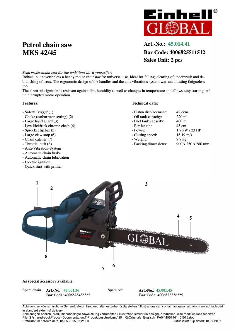 Imagen de la primera página del manual del dispositivo MKS 42/45