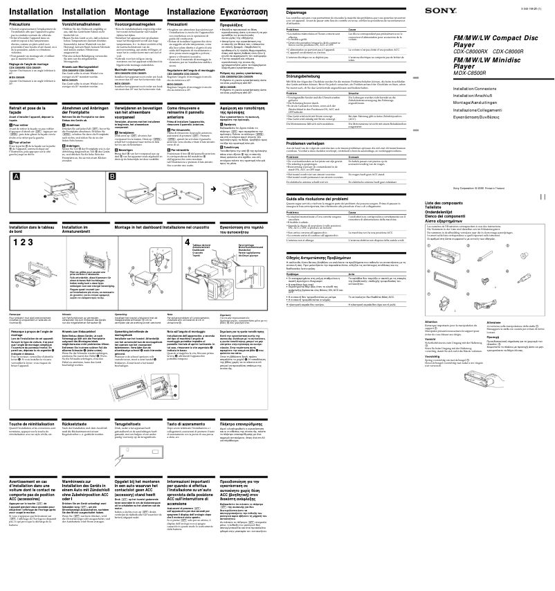 Imagen de la primera página del manual del dispositivo CDX-C8000R