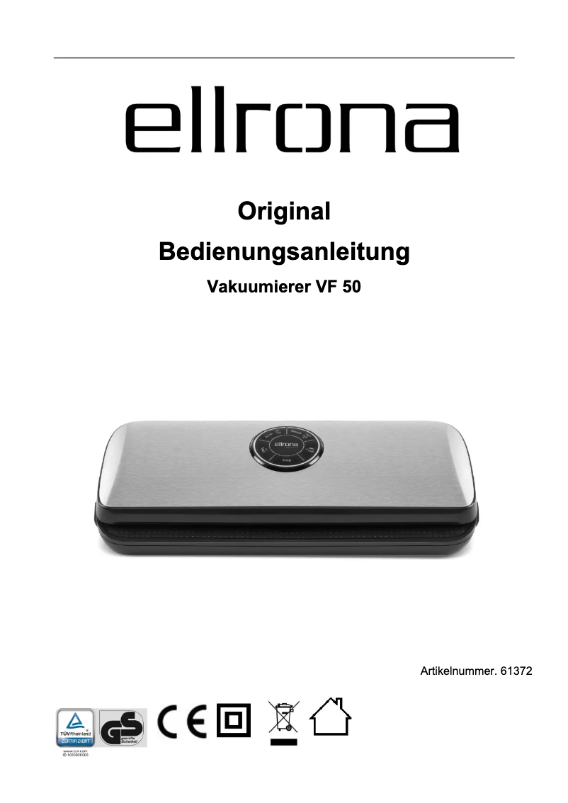 Imagen de la primera página del manual del dispositivo VF 50