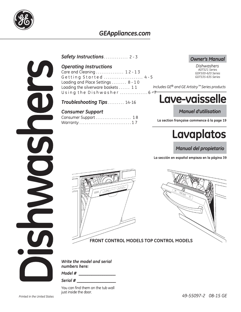Imagen de la primera página del manual del dispositivo GDF510PGDWW