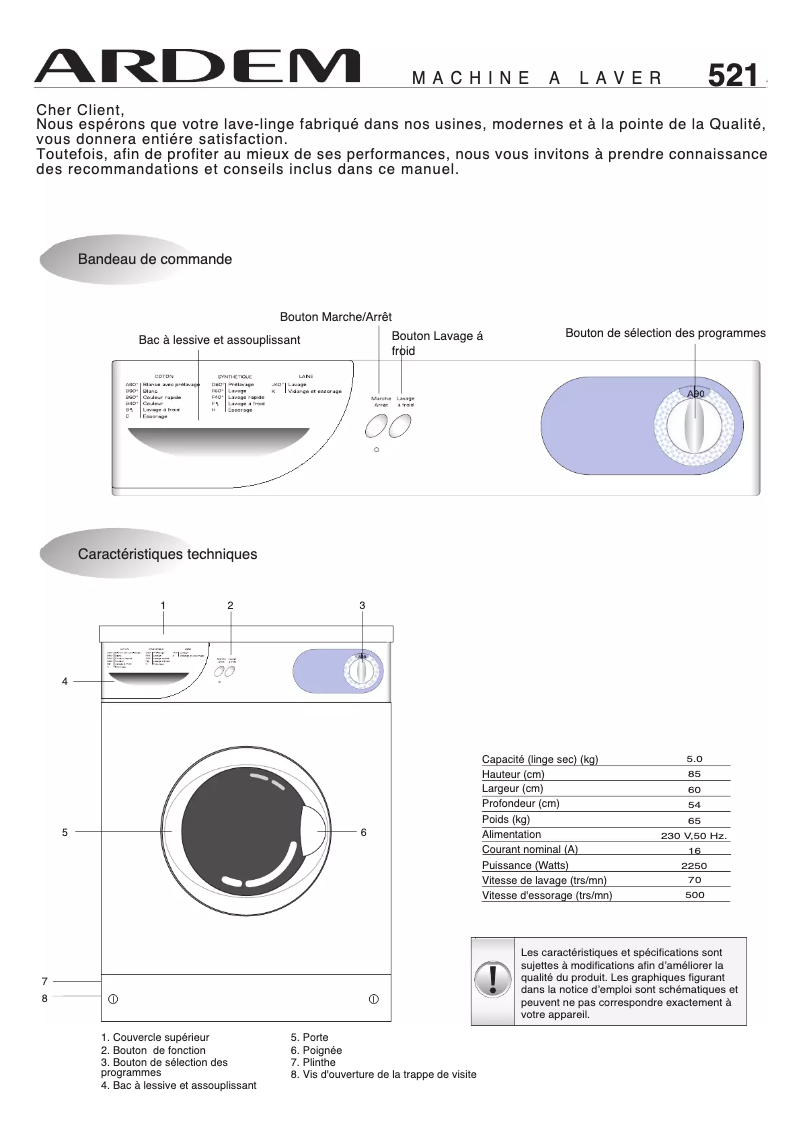 Imagen de la primera página del manual del dispositivo 521