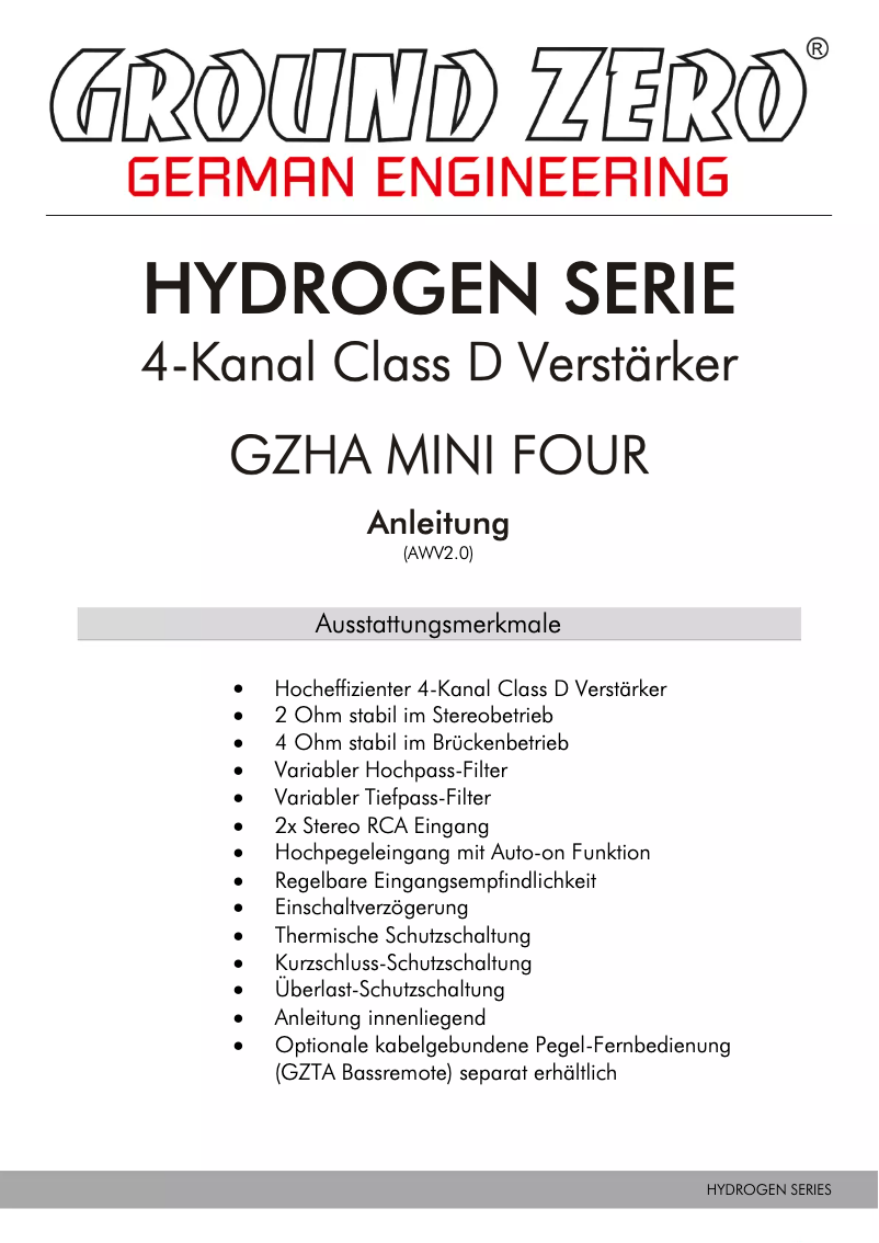 Página 1 del manual Manual de usuario Ground Zero GZHA MINI FOUR