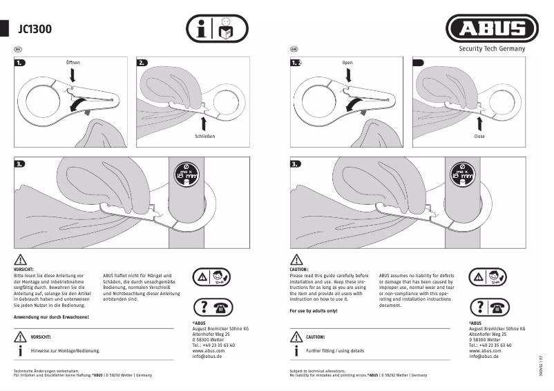Página 1 del manual Manual de instrucciones Abus JC1300