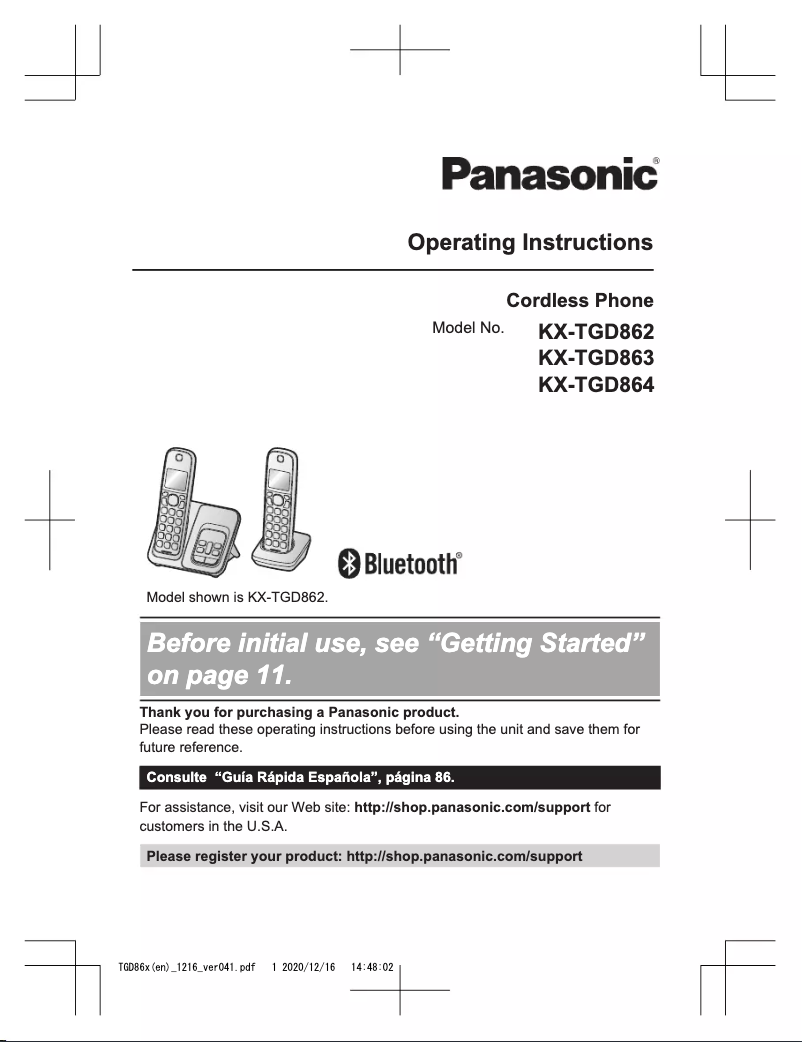 Página 1 del manual Manual de usuario Panasonic KX-TGD862