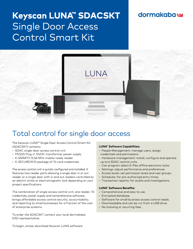 Página 1 del manual Manual de usuario Dormakaba LUNA