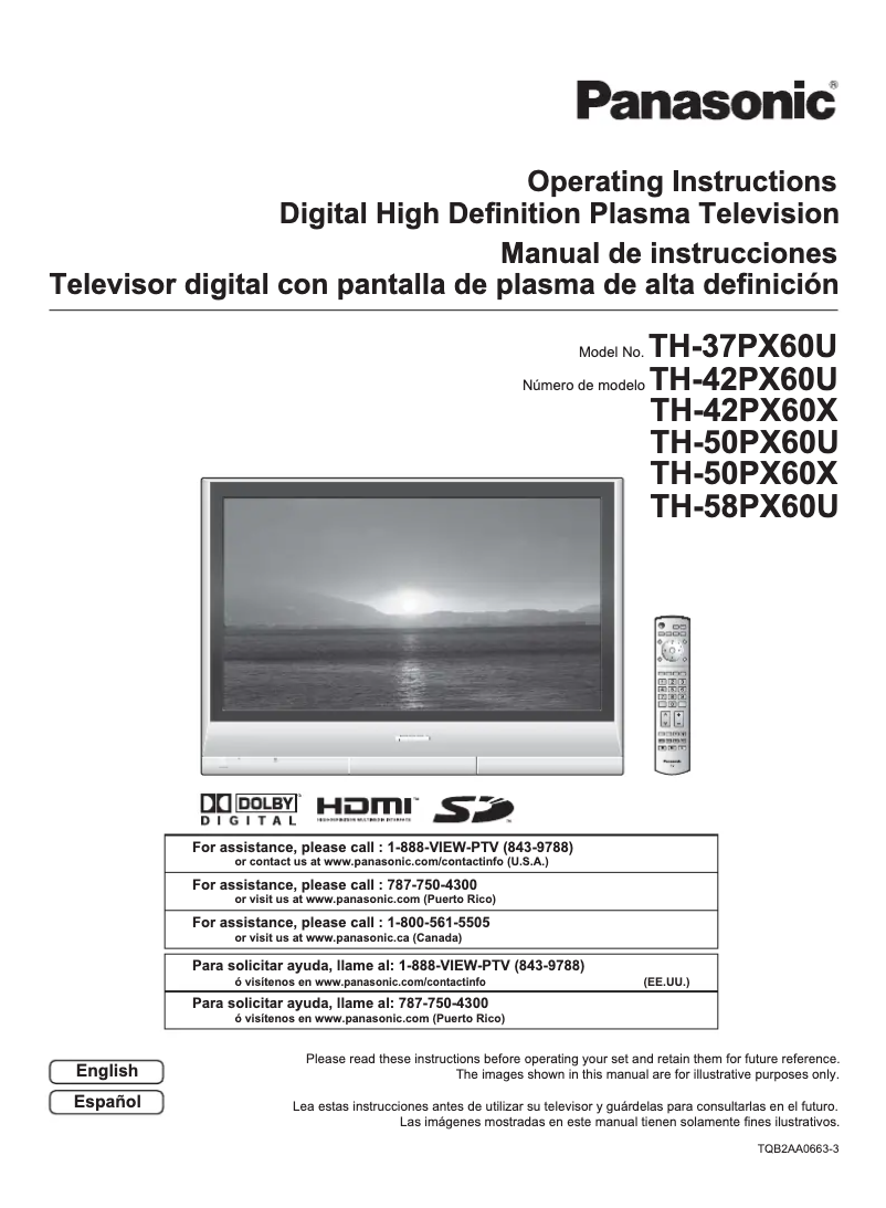 Página nº 1 - Manual de usuario Panasonic TH-50PX60X