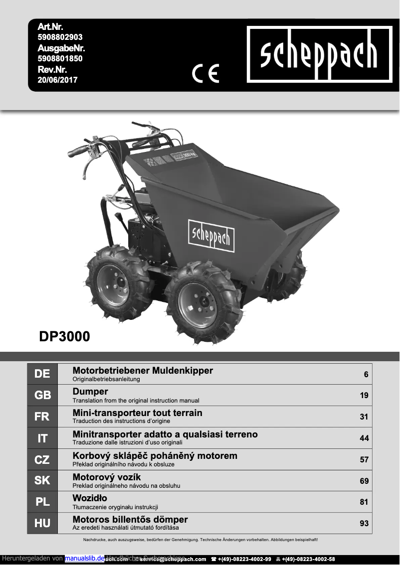 Página 1 del manual Manual de usuario Scheppach DP3000