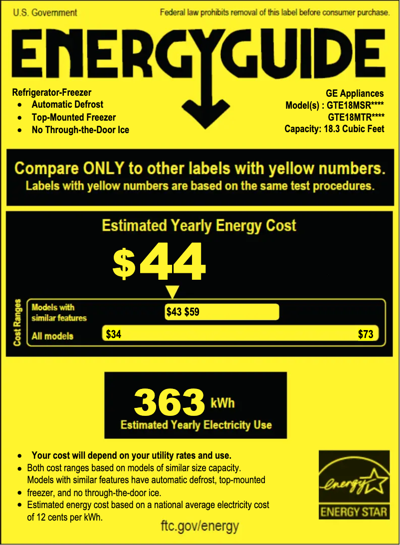 Página nº 1 - Etiqueta energética GE GTE18MSRRSS