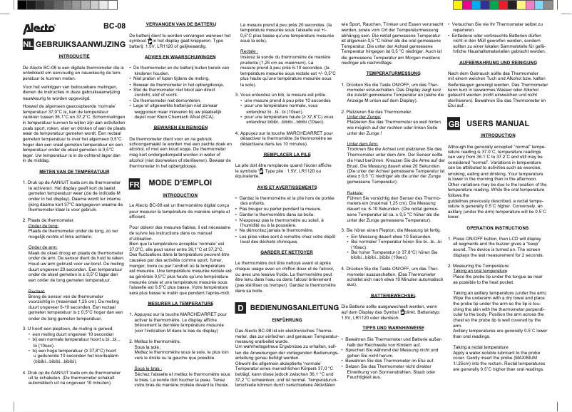 Imagen de la primera página del manual del dispositivo BC-08