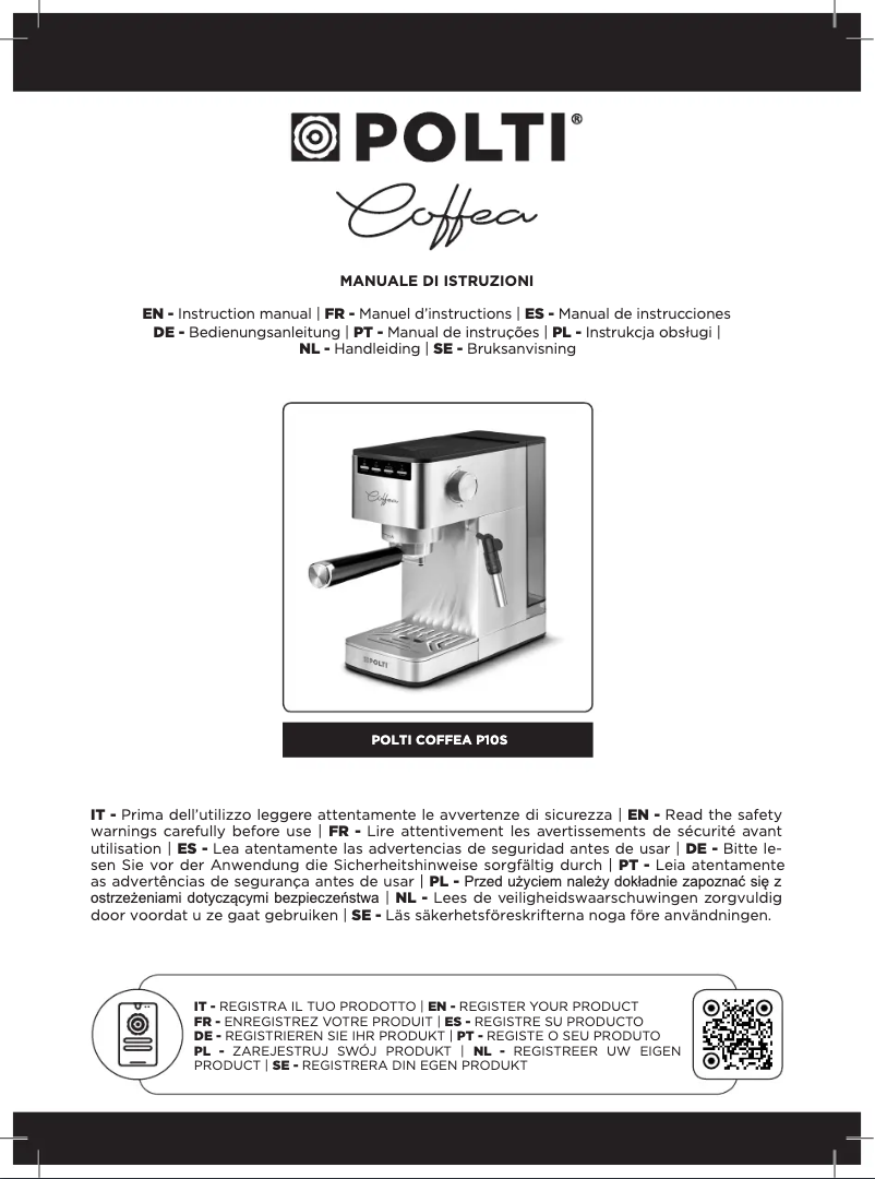 Imagen de la primera página del manual del dispositivo Coffea P10S