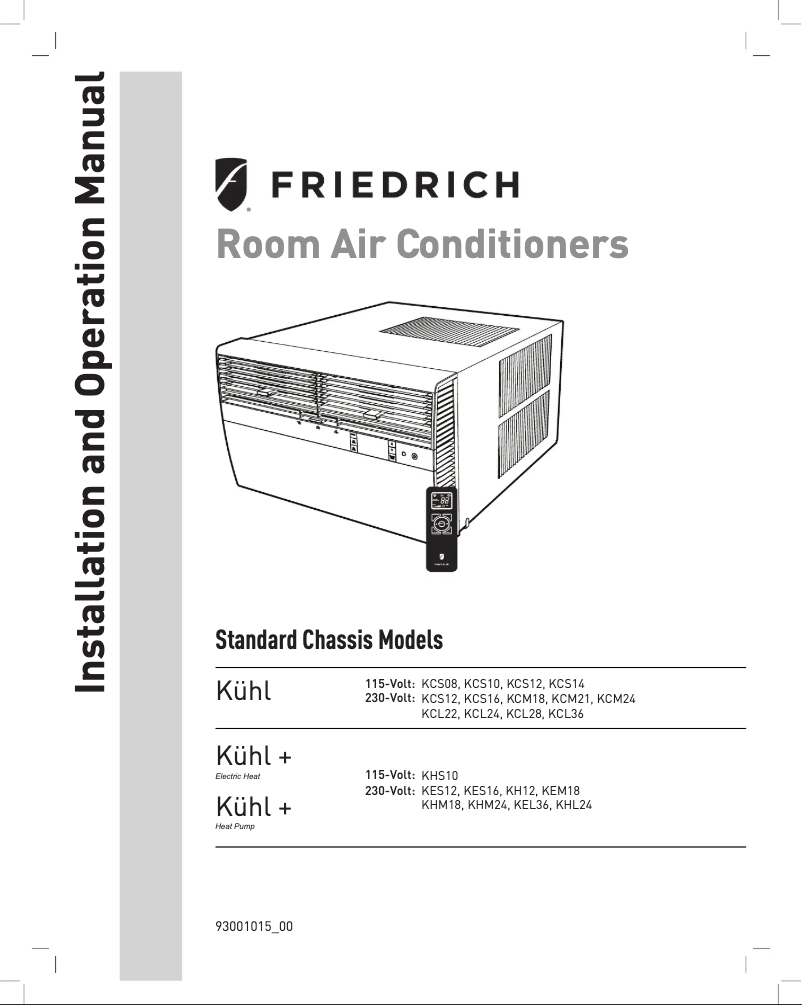 Página 1 del manual Instrucciones / montaje Friedrich KCS14A10A