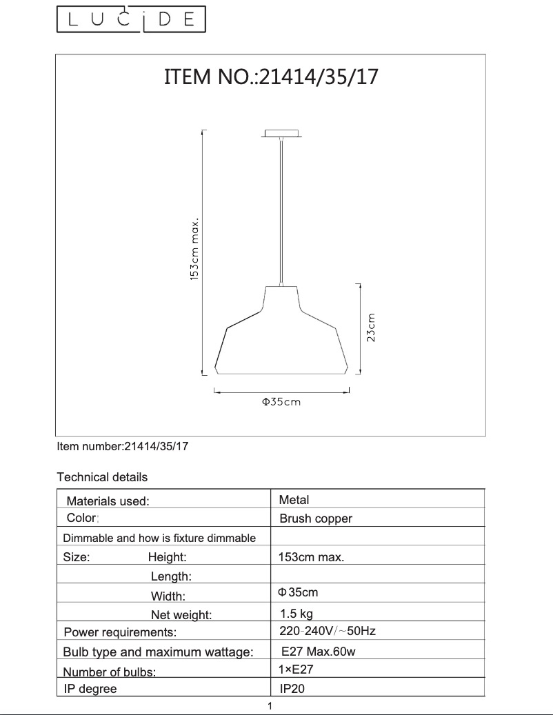 Página 1 del manual Manual de usuario Lucide Neil 21414/35/17