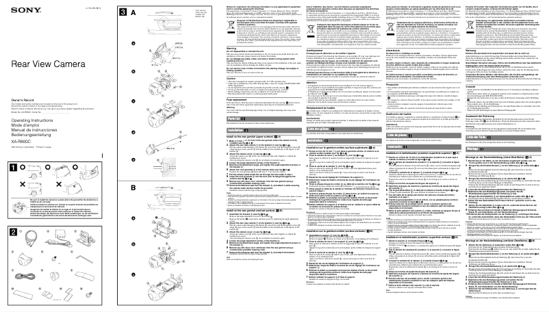Imagen de la primera página del manual del dispositivo XA-R800C