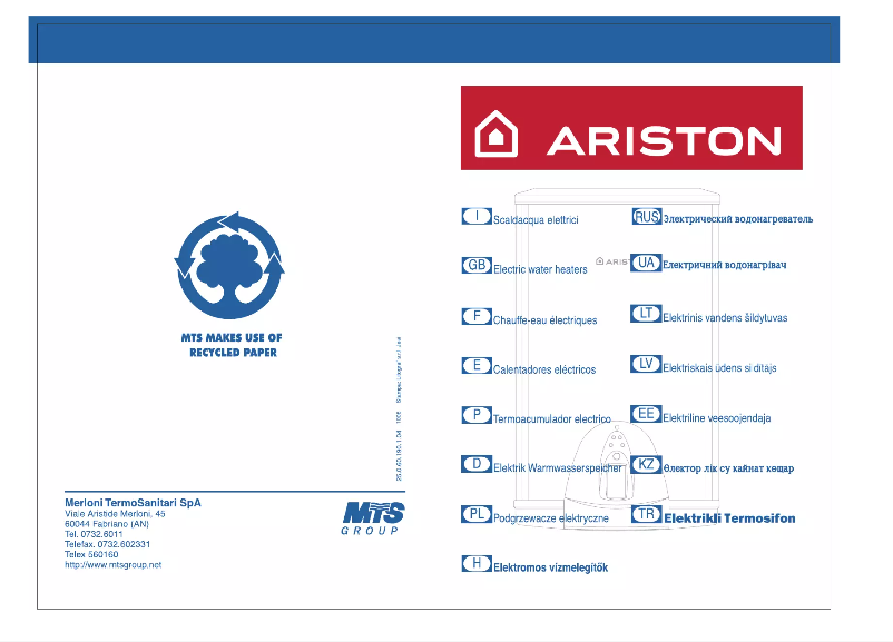 Página 1 del manual Manual de usuario Ariston Thermo TI Shape Plus