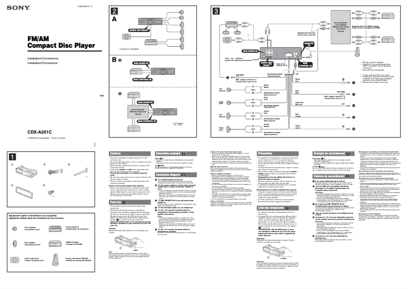 Página nº 1 - Guía de instalación Sony CDX-A251C