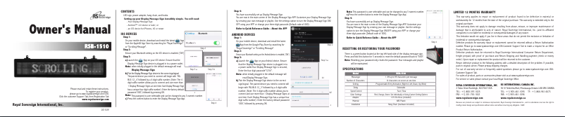 Página 1 del manual Manual de usuario Royal Sovereign RSB-1510