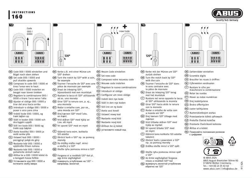 Imagen de la primera página del manual del dispositivo 160er