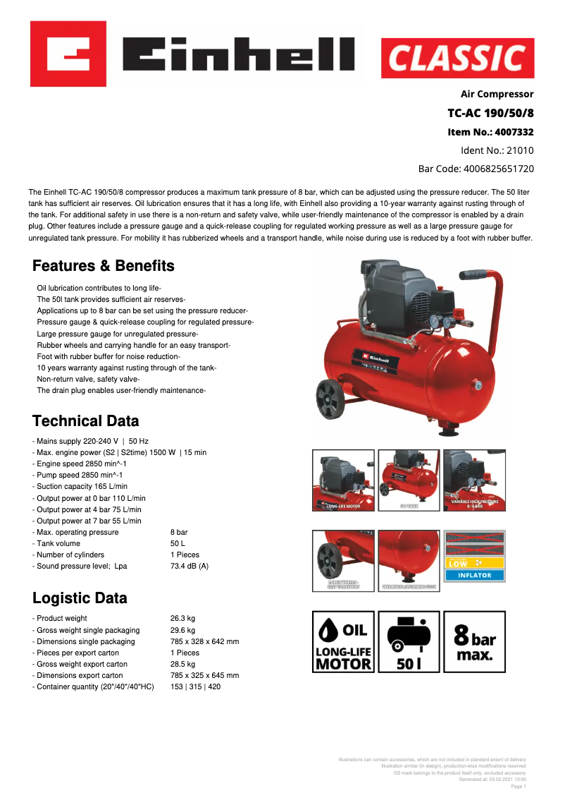 Imagen de la primera página del manual del dispositivo TC-AC 190/50/8