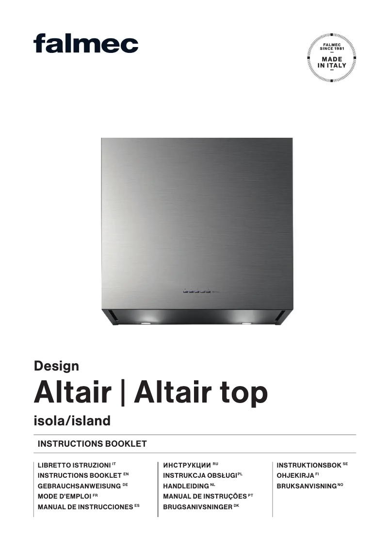 Página 1 del manual Manual de usuario Falmec Altair