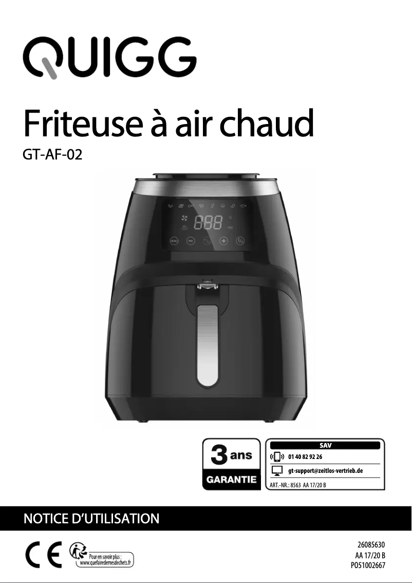 Página 1 del manual Manual de usuario Quigg GT-AF-02