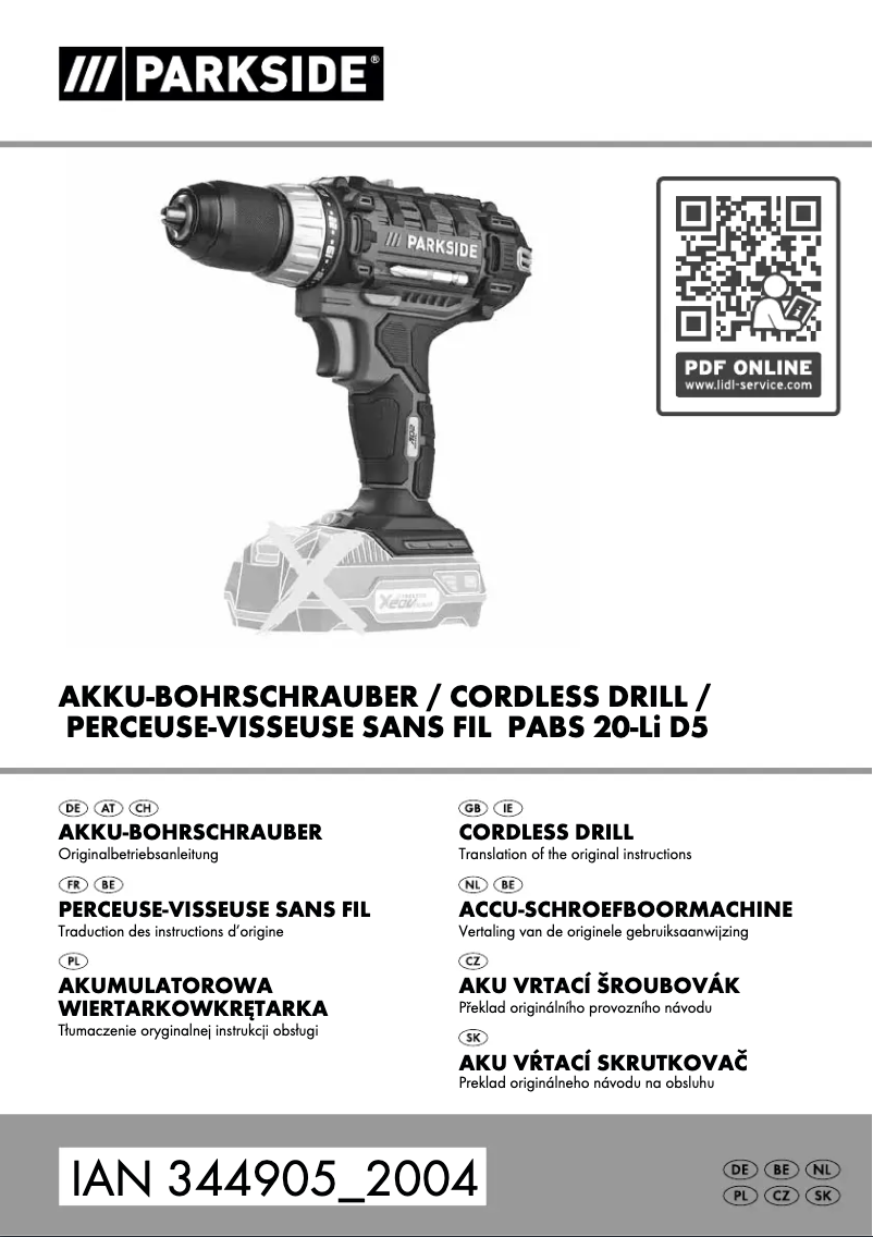 Imagen de la primera página del manual del dispositivo PABS 20-Li D5