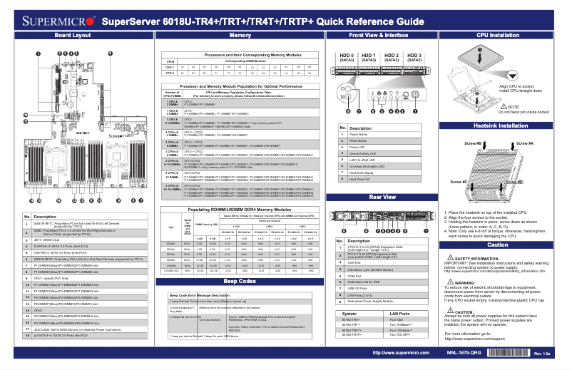Imagen de la primera página del manual del dispositivo SuperServer 6018U-TRTP+