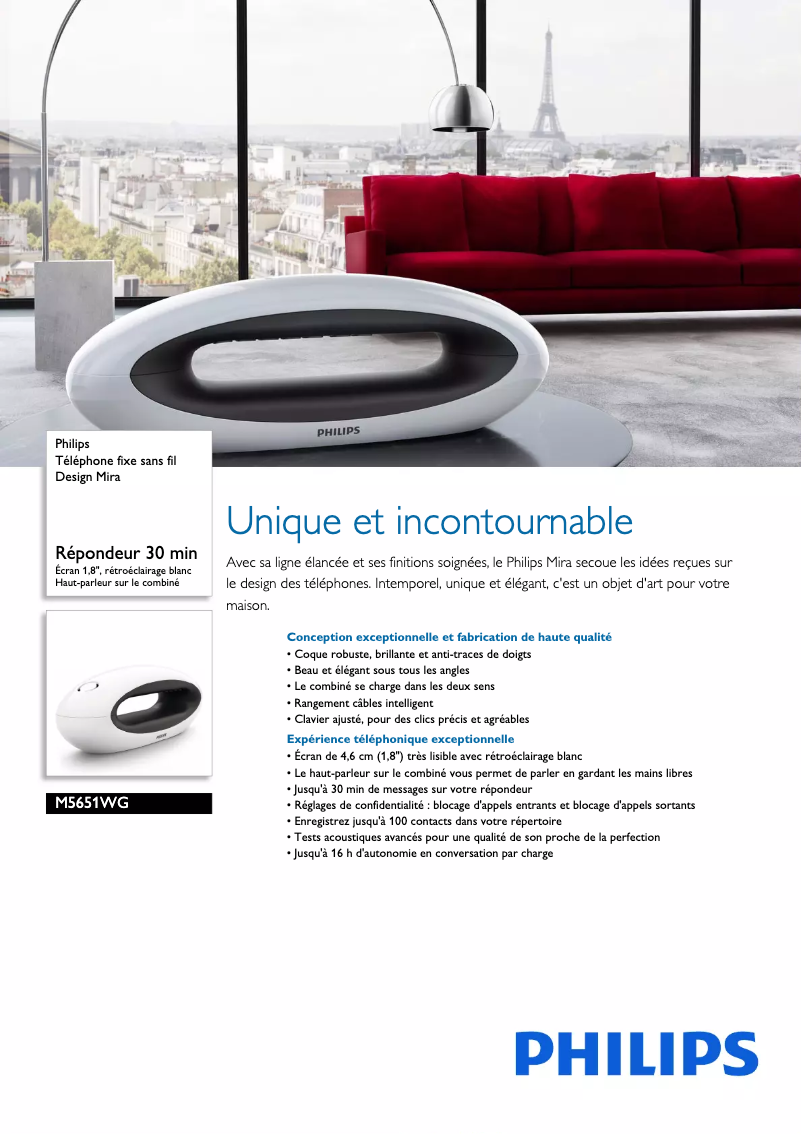 Página 1 del manual Ficha técnica Philips M5651WG