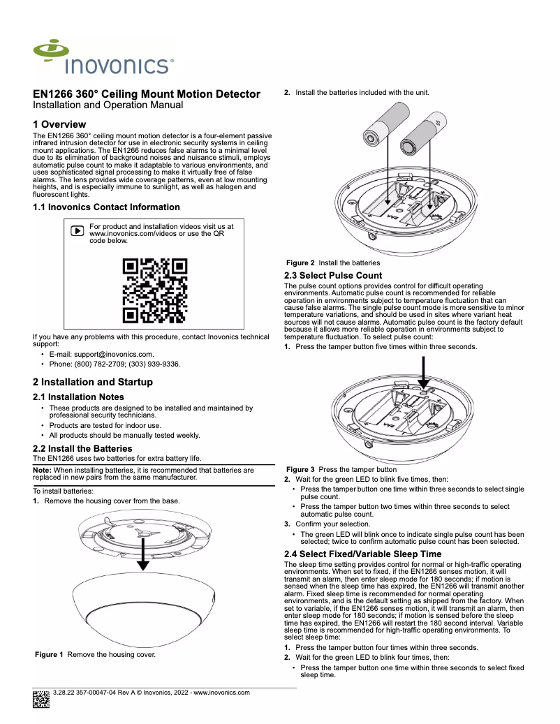 Página 1 del manual Manual de usuario Inovonics EN1266