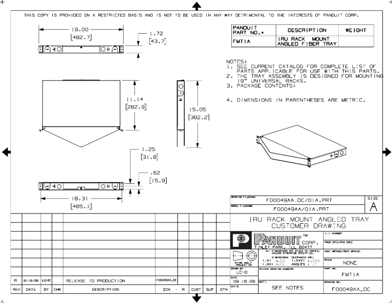 Página 1 del manual Dibujo técnico Panduit FMT1A