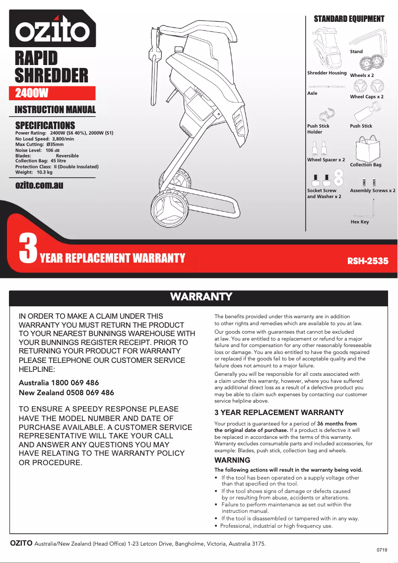 Imagen de la primera página del manual del dispositivo RSH-2535